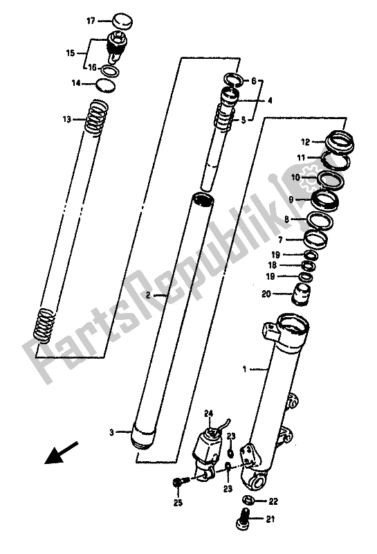 Tutte le parti per il Ammortizzatore Anteriore Sinistro del Suzuki GSX R 1100 1987