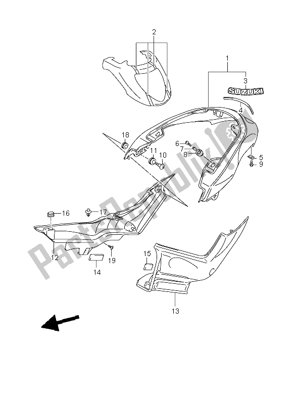 Tutte le parti per il Parafango Posteriore (vzr1800z-zu2) del Suzuki VZR 1800 Rnzr2 M Intruder 2008