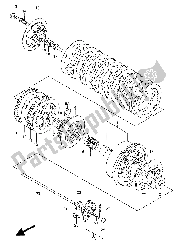 All parts for the Clutch of the Suzuki GSX 600 FUU2 1994