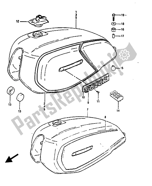 Tutte le parti per il Serbatoio Di Carburante del Suzuki GS 850G 1986