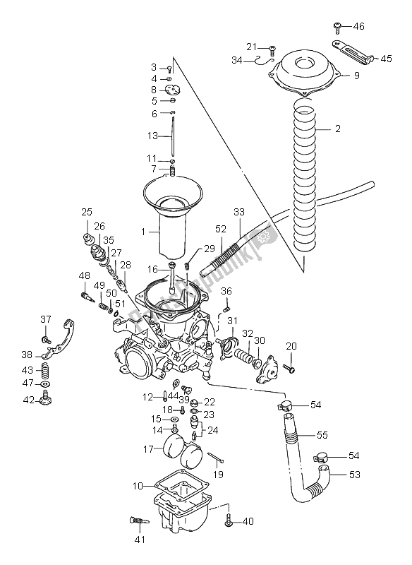 All parts for the Carburetor (rear) of the Suzuki VS 1400 Intruder 2002