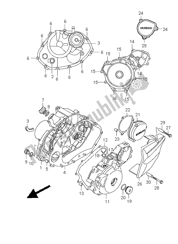 All parts for the Crankcase Cover of the Suzuki DR 125 SM 2009