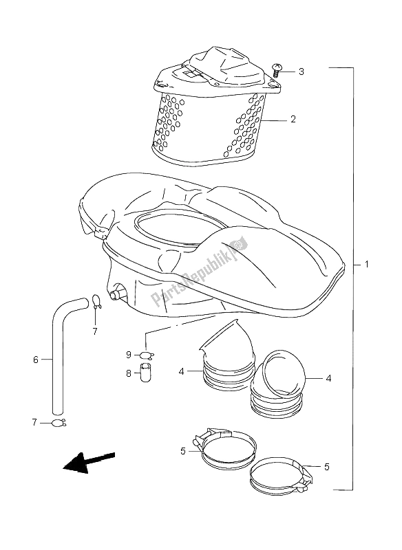 All parts for the Air Cleaner of the Suzuki VL 1500 Intruder LC 1998