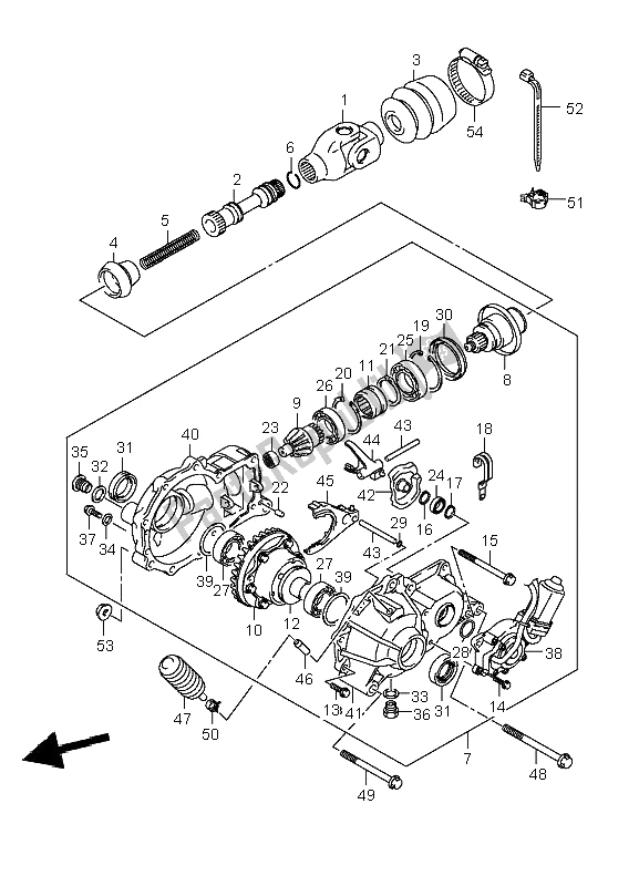 All parts for the Final Bevel Gear (front) of the Suzuki LT A 700X Kingquad 4X4 2006