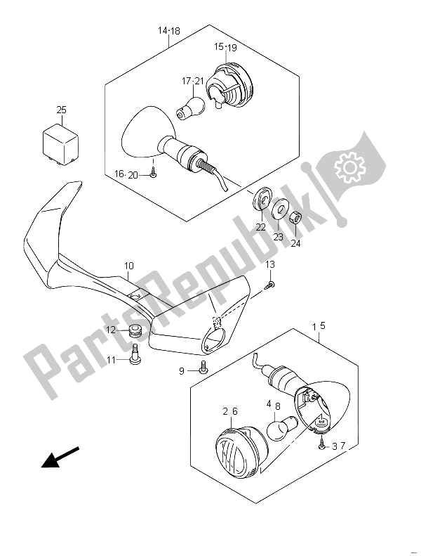 Alle onderdelen voor de Richtingaanwijzer Lamp (vzr1800 E02) van de Suzuki VZR 1800 NZR M Intruder 2011