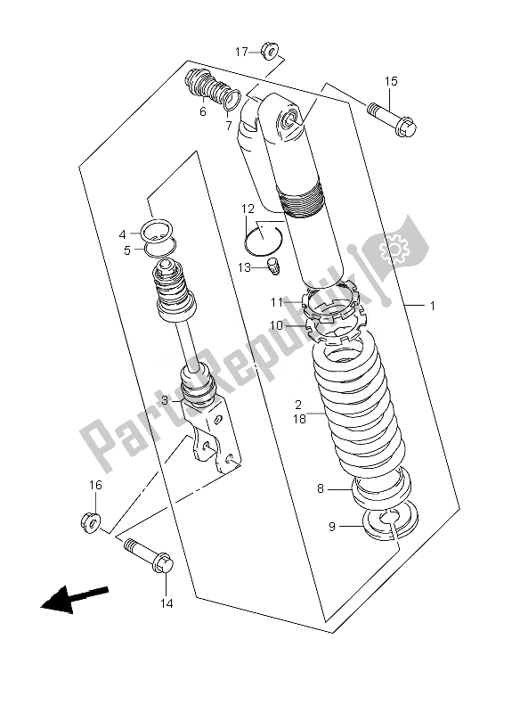 All parts for the Rear Shock Absorber of the Suzuki RM 85 SW LW 2007