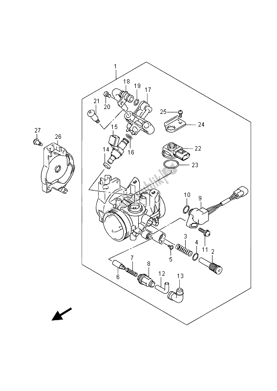 All parts for the Throttle Body of the Suzuki LT A 400 FZ Kingquad ASI 4X4 2015