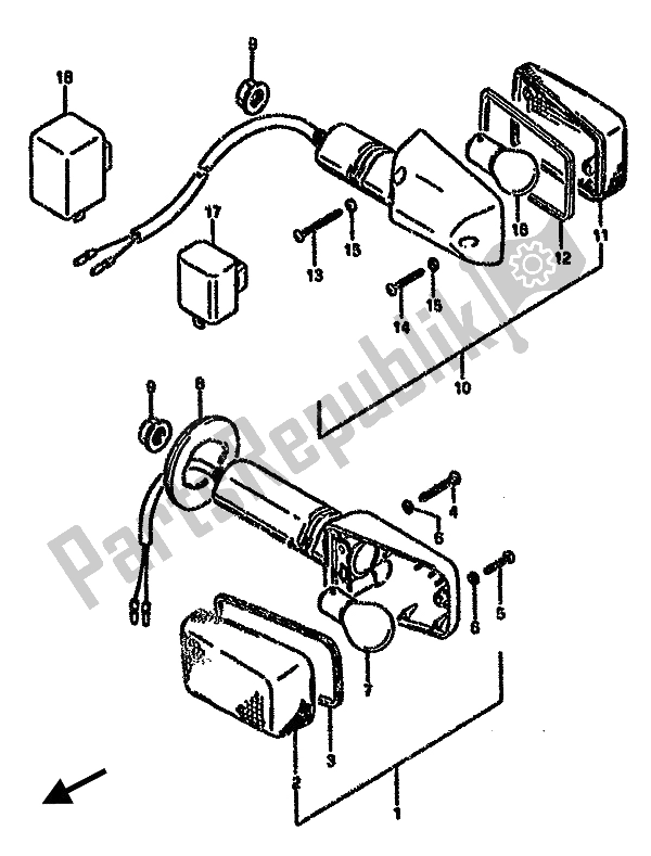 Todas las partes para Lámpara De Señal De Giro de Suzuki GSX 750F 1992