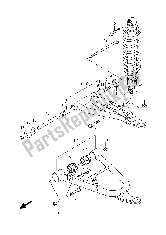 All parts for the Front Suspension Arm of the Suzuki LT A 750 XZ Kingquad AXI 4X4 2015