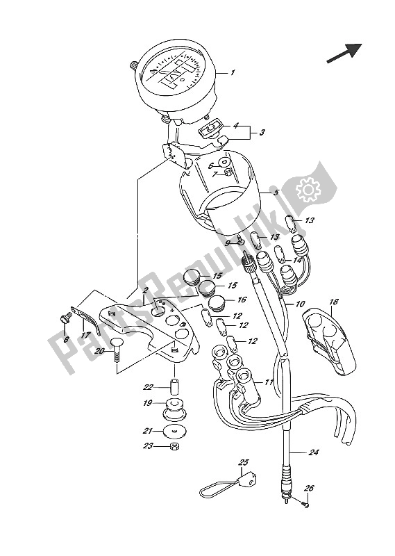 Alle onderdelen voor de Snelheidsmeter (e02) van de Suzuki RV 200 2016