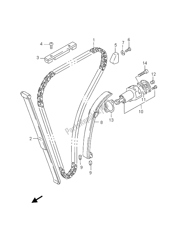 Alle onderdelen voor de Cam Ketting van de Suzuki GS 500 2003