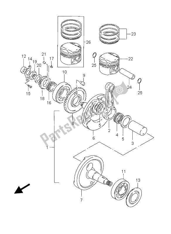 Toutes les pièces pour le Vilebrequin du Suzuki GZ 250 Marauder 2005