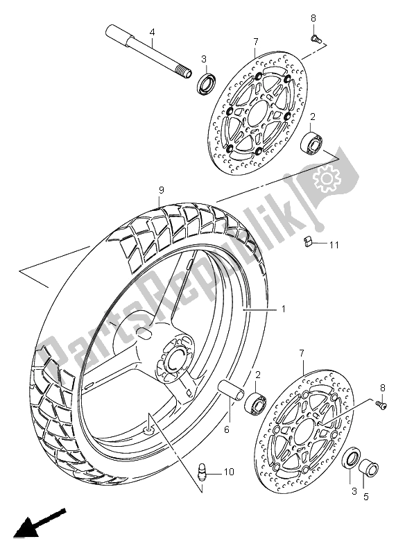 All parts for the Front Wheel of the Suzuki DL 1000 V Strom 2002