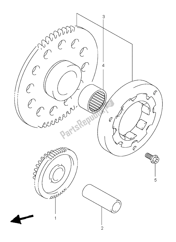 All parts for the Starter Clutch of the Suzuki VL 250 Intruder 2004