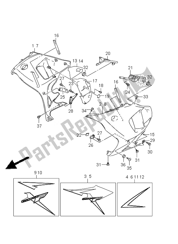 Tutte le parti per il Sotto Il Cofano del Suzuki GSX 650 FA 2010