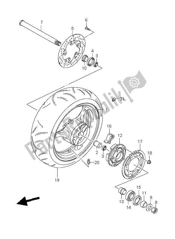 Toutes les pièces pour le Roue Arrière du Suzuki GSX R 750 2006