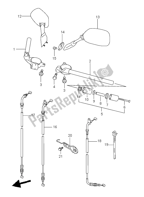 All parts for the Handlebar of the Suzuki TL 1000R 2001