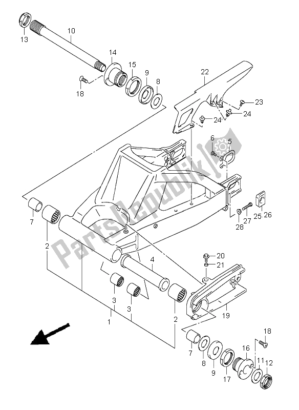 Todas las partes para Brazo Oscilante Trasero de Suzuki GSX R 1000 2004