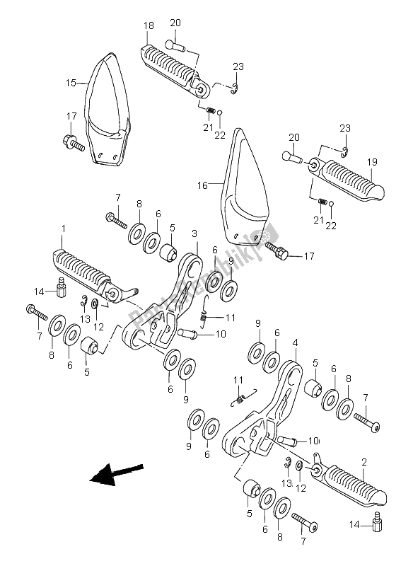 Tutte le parti per il Poggiapiedi del Suzuki GSX 600F 1998