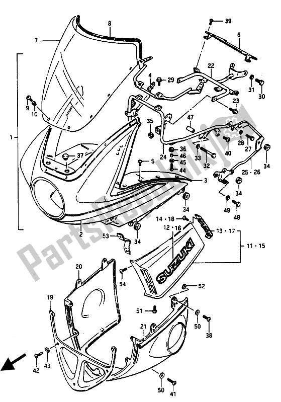 Alle onderdelen voor de Motorkap van de Suzuki GSX 1100 1150 Eesef 1985