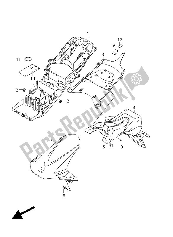 Toutes les pièces pour le Garde-boue Arrière (gsx-r600uf E21) du Suzuki GSX R 600 2011