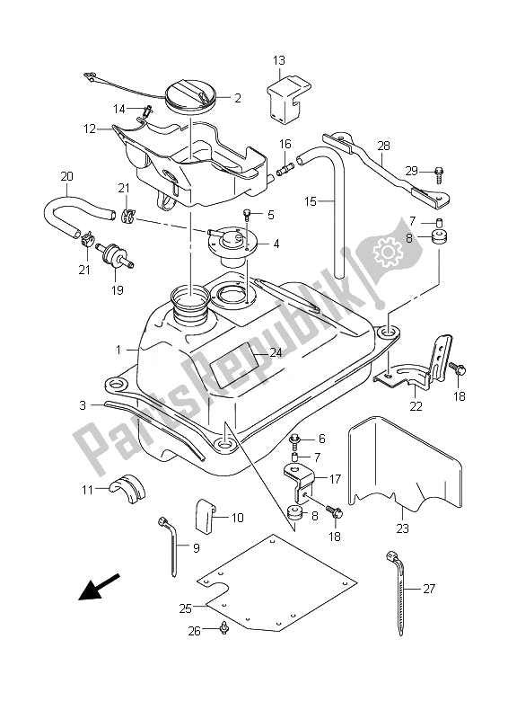 All parts for the Fuel Tank of the Suzuki Burgman AN 400Z 2007