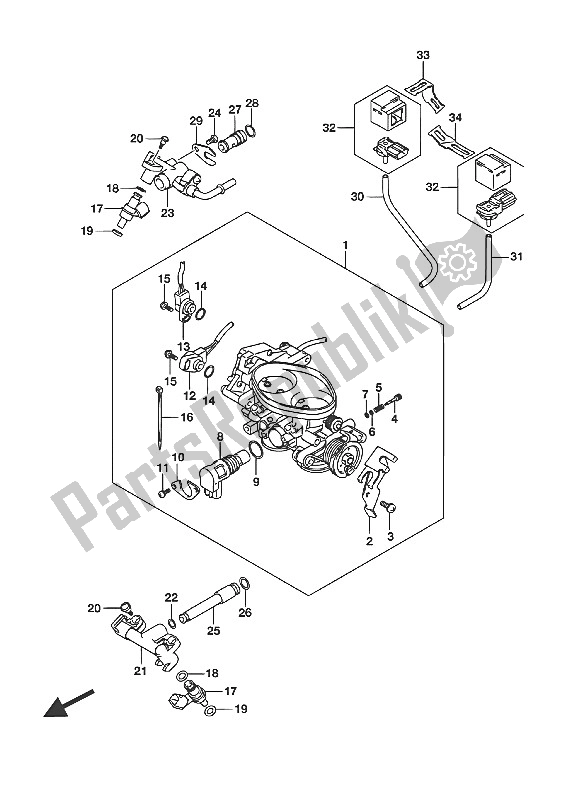 All parts for the Throttle Body (vl800 E19) of the Suzuki VL 800 Intruder 2016