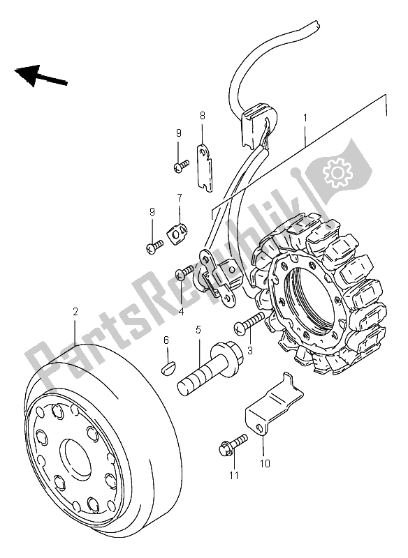 All parts for the Magneto of the Suzuki VS 600 Intruder 1997