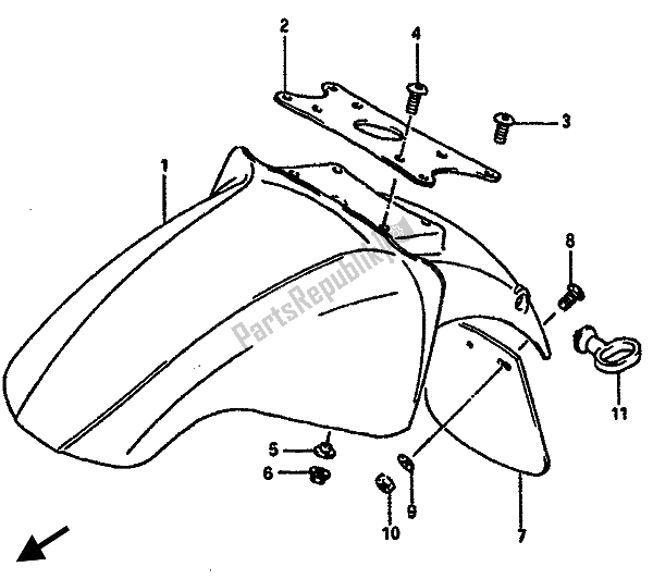 All parts for the Front Fender of the Suzuki GSX R 750 1985