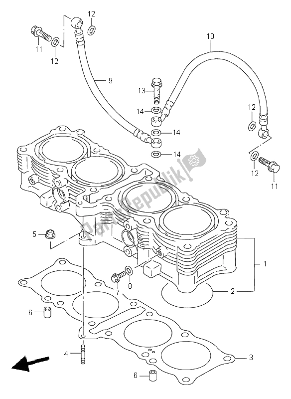All parts for the Cylinder of the Suzuki RF 600R 1995