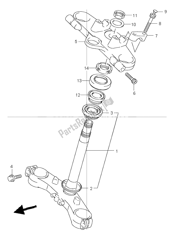 All parts for the Front Fork Bracket (gsf600s-su) of the Suzuki GSF 600 NS Bandit 2000