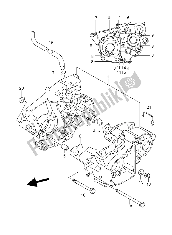 All parts for the Crankcase of the Suzuki RM Z 250 2009