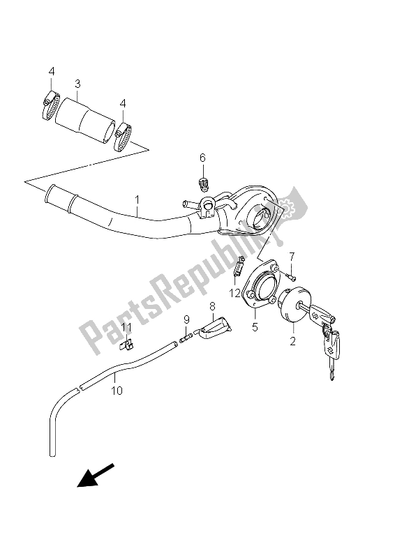 All parts for the Fuel Inlet (an650a E19) of the Suzuki AN 650A Burgman Executive 2012