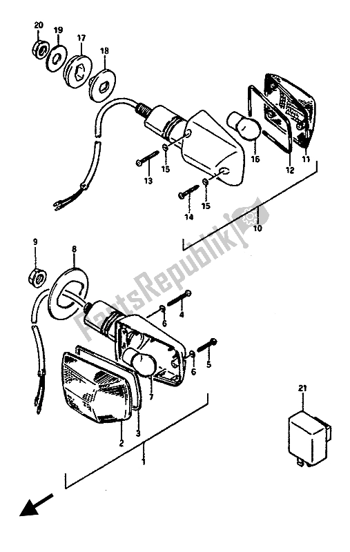 Todas las partes para Lámpara De Señal De Giro (e1-e6-e24) de Suzuki GSX R 1100 1987
