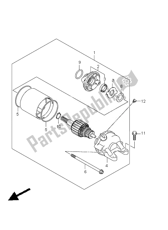 All parts for the Starting Motor of the Suzuki GSX R 1000Z 2010