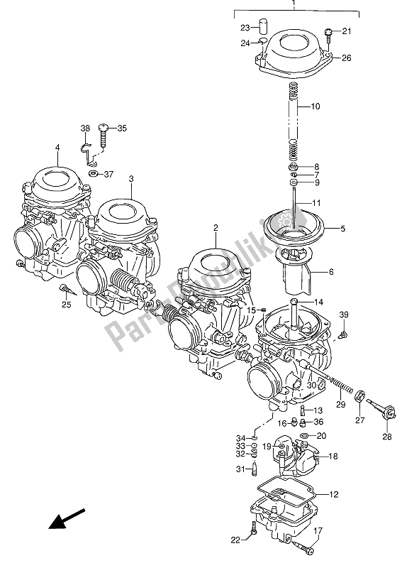 All parts for the Carburetor of the Suzuki GSX 600 FUU2 1993