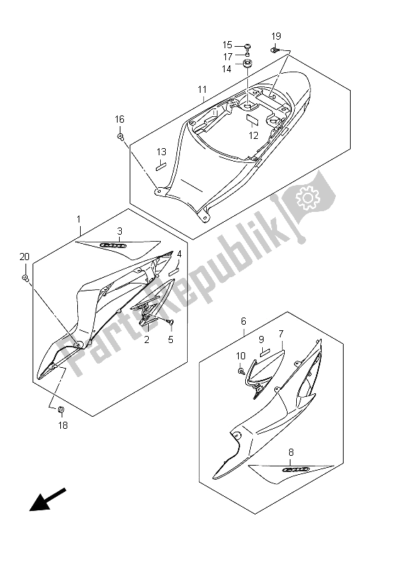 All parts for the Frame Cover (gsx-r600uf E21:glr) of the Suzuki GSX R 600 2012