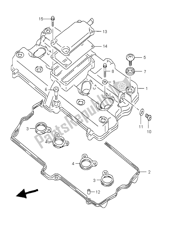 Alle onderdelen voor de Kleppendeksel van de Suzuki GSX 600F 2003