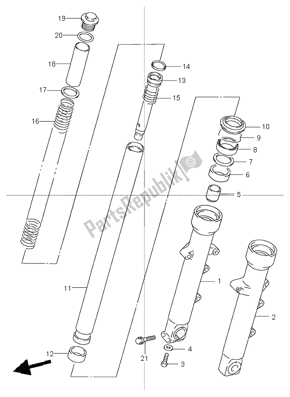 Todas as partes de Amortecedor Do Garfo Dianteiro do Suzuki GSX 1200 Inazuma 2000