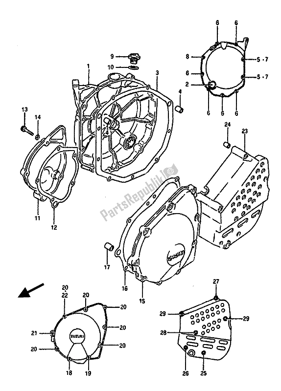 Wszystkie części do Pokrywa Skrzyni Korbowej Suzuki GSX R 750 1990