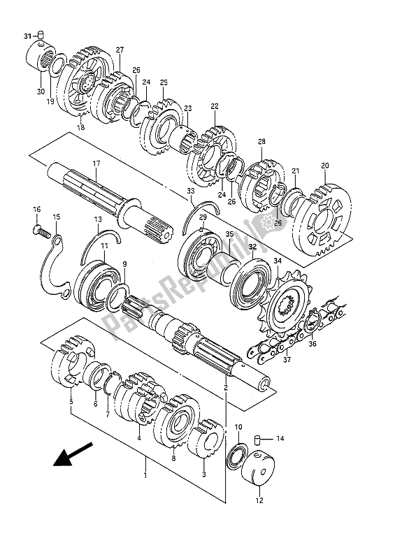 All parts for the Transmission of the Suzuki GSF 400 Bandit 1993