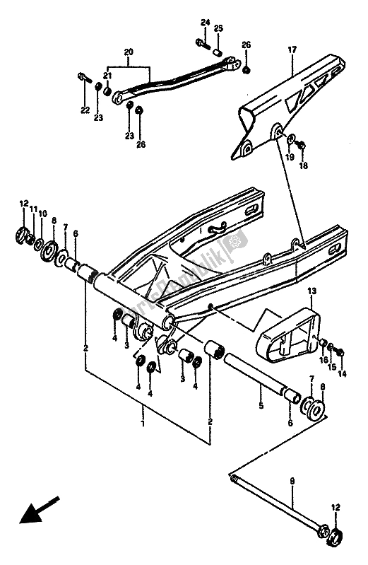 Toutes les pièces pour le Bras Oscillant Arrière du Suzuki GSX R 750 1985