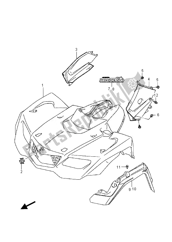 All parts for the Front Fender (lt-a400f) of the Suzuki LT A 400 FZ Kingquad ASI 4X4 2014