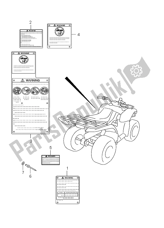 All parts for the Label (lt-f250 E17) of the Suzuki LT F 250 Ozark 2012