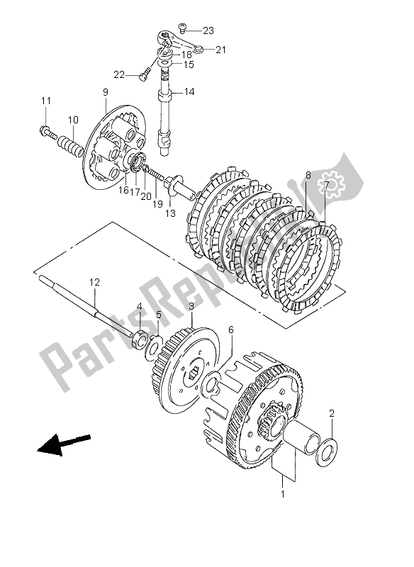 All parts for the Clutch of the Suzuki GN 125E 1996