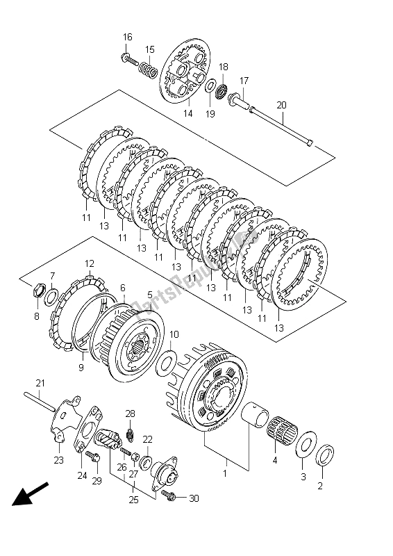 All parts for the Clutch of the Suzuki VZ 800 Intruder 2012