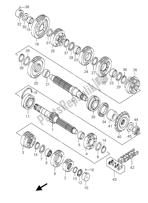 All parts for the Transmission of the Suzuki GSX 1300R Hayabusa 2004