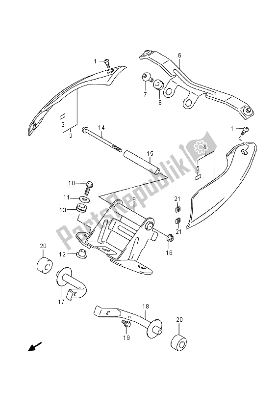 All parts for the Front Bracket of the Suzuki DL 1000A V Strom 2014