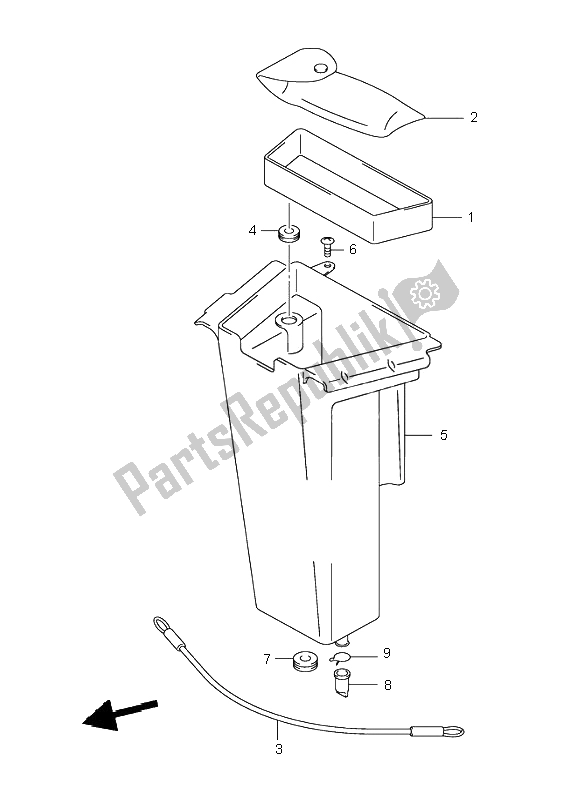 All parts for the Luggage Box of the Suzuki VL 250 Intruder 2001