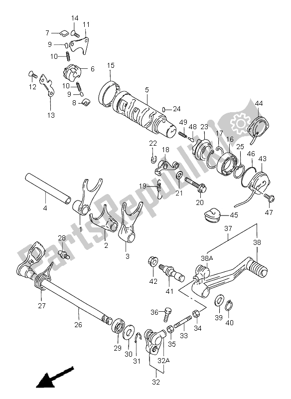 All parts for the Gear Shifting of the Suzuki GSX 750F 1997